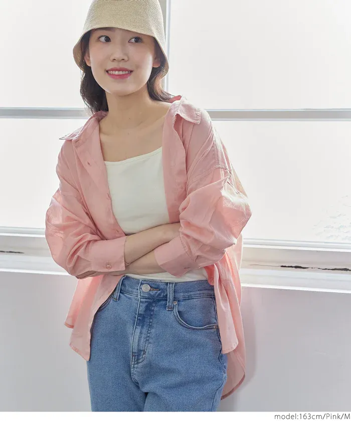 日本 COCA - 純棉透感薄長袖襯衫/薄外套-白