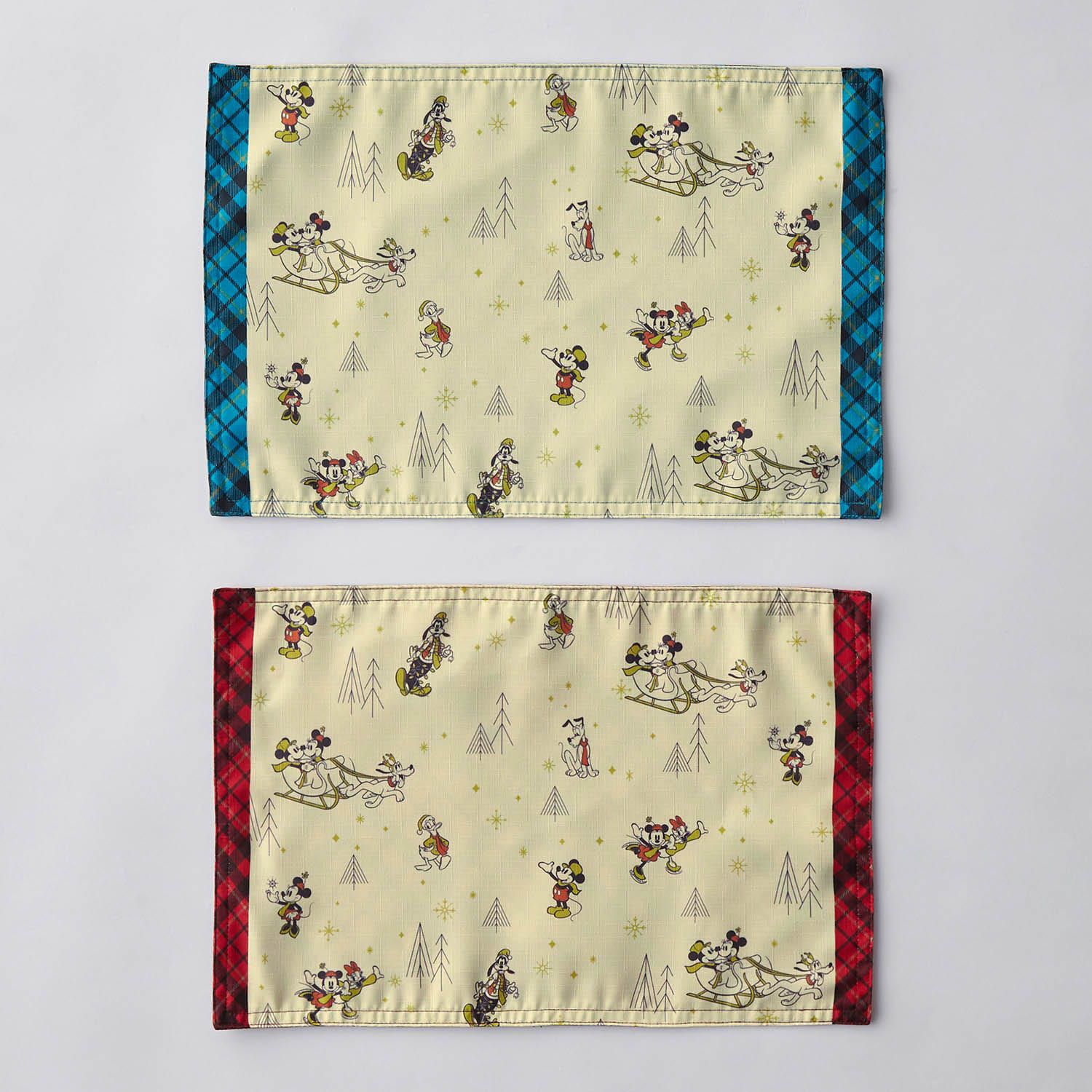 日本千趣會 - 迪士尼 防潑水餐墊兩入組-聖誕頌歌-紅x黃 (30×45cm)