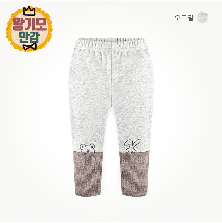 韓國 milk mile - (內刷毛)小兔小熊內搭褲-燕麥白