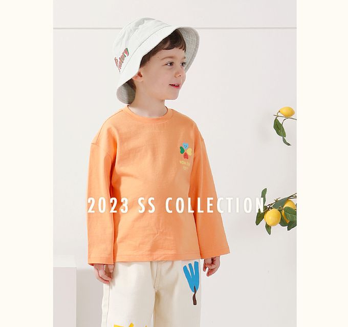 韓國 WALTON kids - 四葉幸運草印長袖上衣-米白