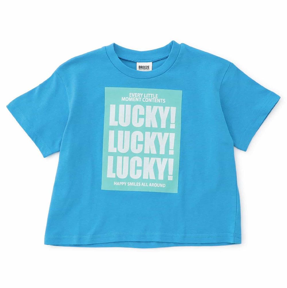 天竺棉活潑百搭短袖上衣-LUCKY-寶藍
