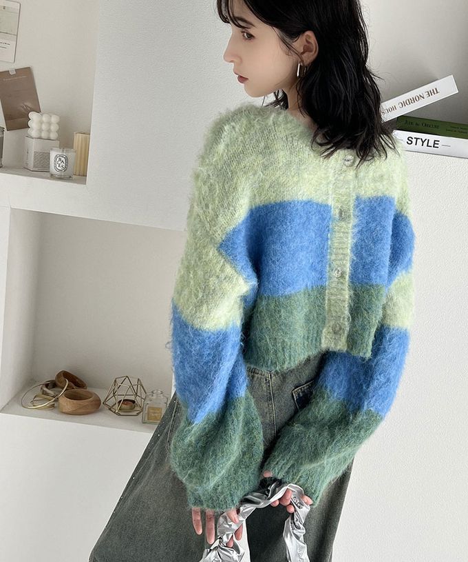 日本 Classical Elf - mily bilet 漸層毛海2way短版開襟衫-米杏色系