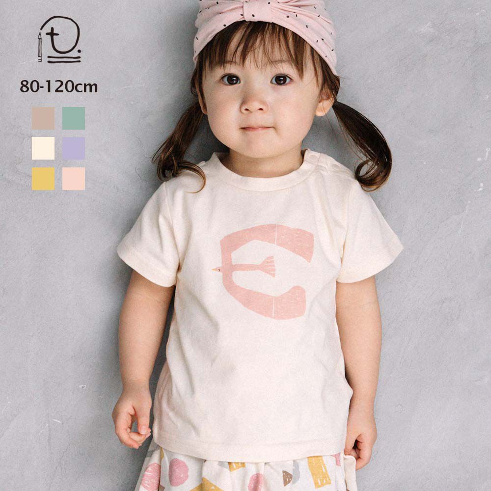 日本 ma lalumiere store - 100%棉 手繪風印花短袖上衣-海鷗-米白