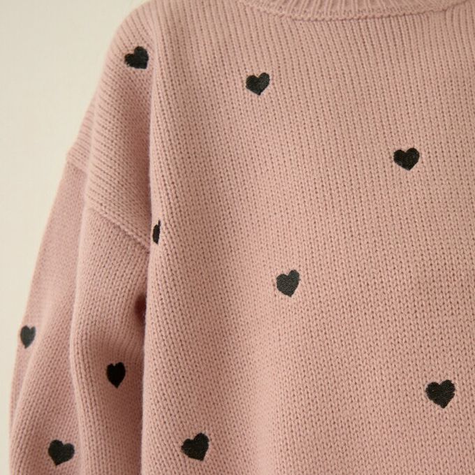 日本 Lycee mine - 可機洗 低調刺繡印花針織上衣-淺藍