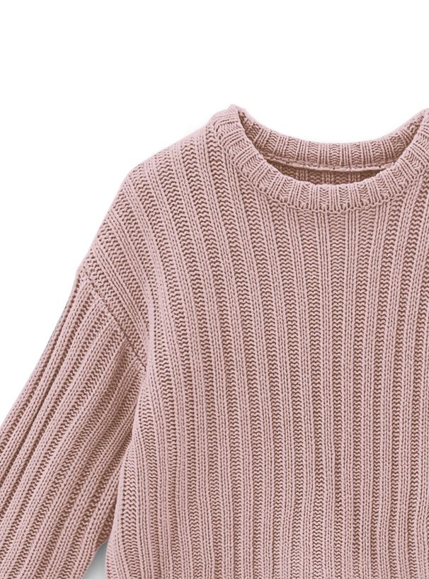 日本 GRL - 圓領坑條短版針織上衣-米杏 (F)