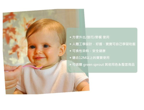美國 green sprouts - 小綠芽寶寶學習吃飯湯匙6入組-水藍組