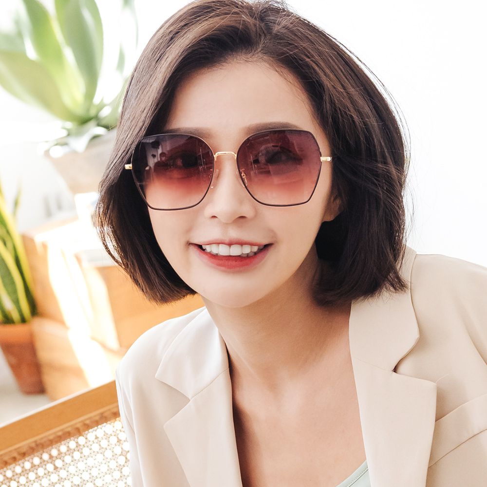 ALEGANT - 韓潮街拍時尚太妃糖色幾何造型墨鏡│UV400太陽眼鏡