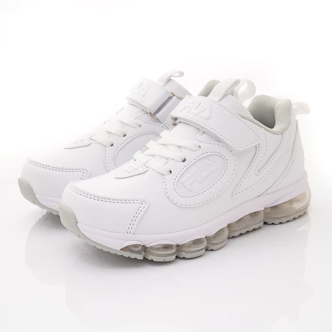 FILA - 純白氣墊慢跑運動鞋-3-J443X-111白(中大童段)-運動鞋-白