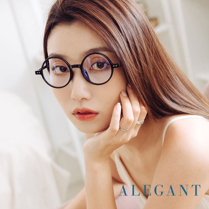ALEGANT - 古著簡約高帽黑小圓框輕量TR90光學框UV400濾藍光眼鏡