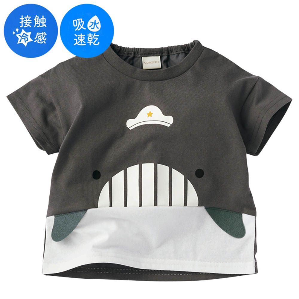 短袖涼感T恤-拼接-灰色