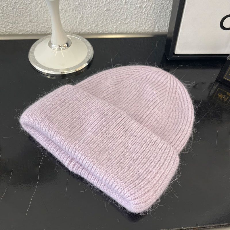 溫柔暖暖針織毛帽(30%兔毛)-米白色 (M（56-58cm）)