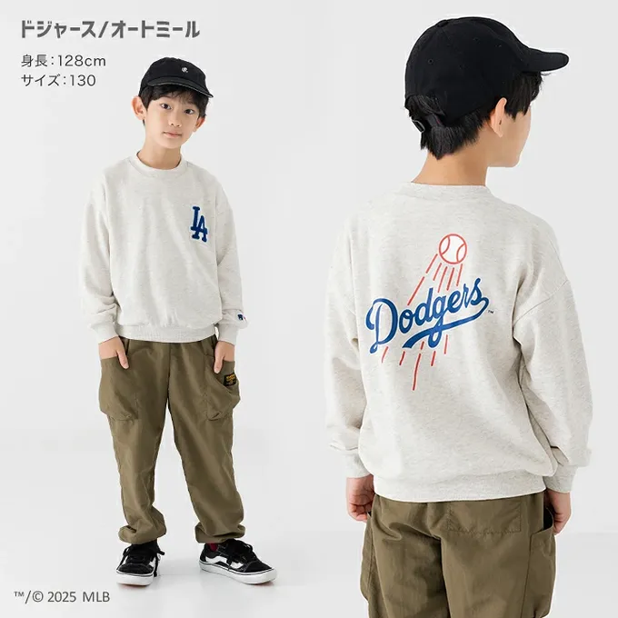 日本 Chil2 - MLB聯名 立體LOGO刺繡長袖上衣-洛杉磯道奇-黑