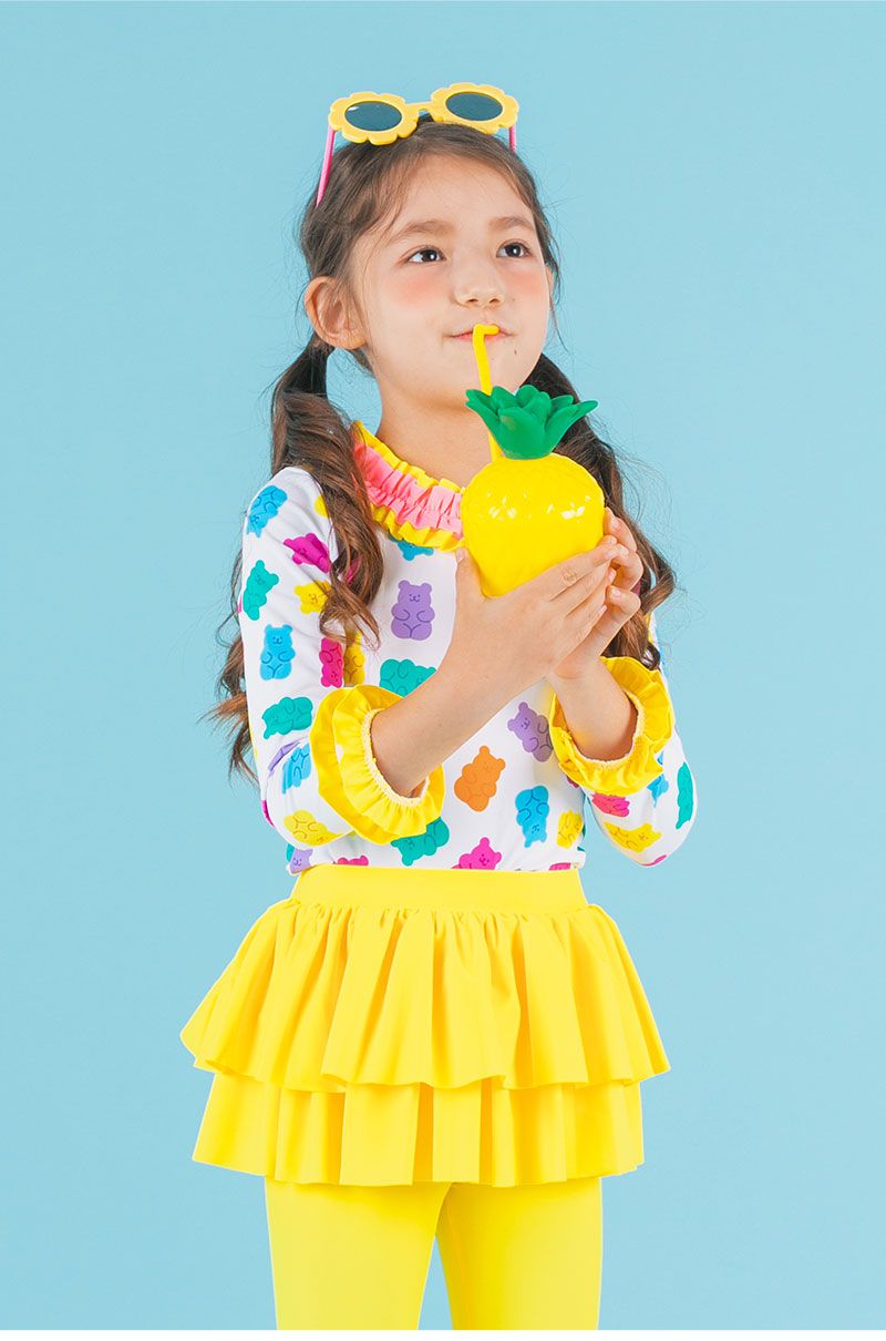 韓國 OZKIZ - 抗UV防曬兒童泳裝-三件組-熊熊軟糖