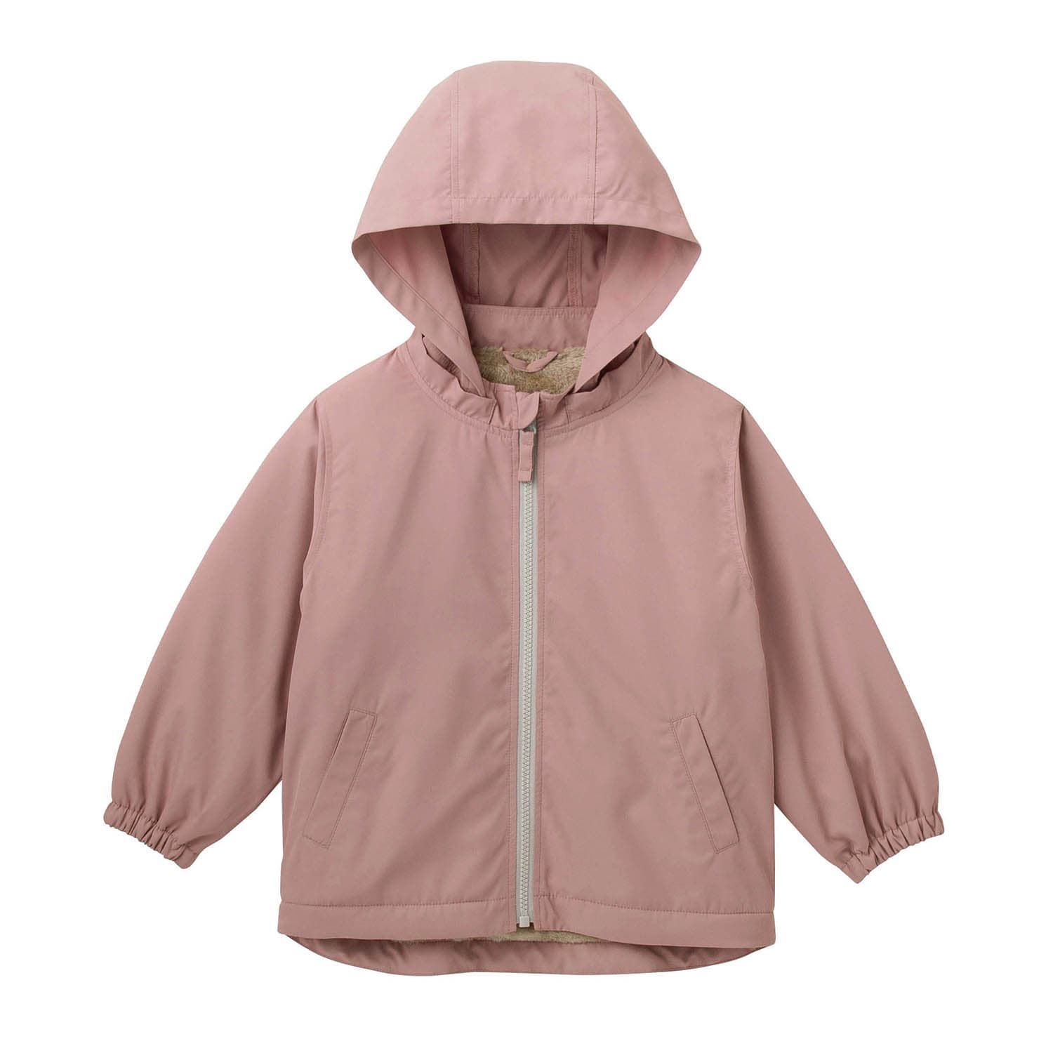 日本千趣會 - 毛茸茸內裡溫暖連帽外套-煙燻粉