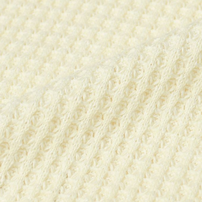 akachan honpo - 長袖裏起毛華夫格T恤-撞色袖-象牙白色