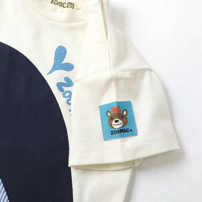 日本 ZOOLAND - 海洋印花短袖上衣-巨大鯨魚-象牙