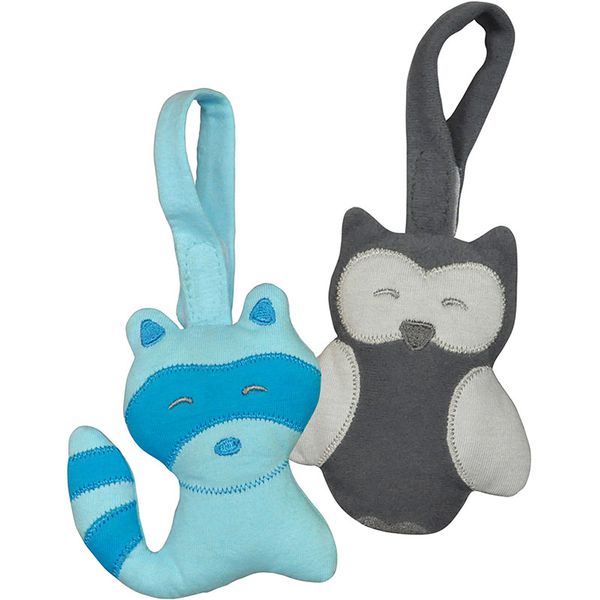 美國 green sprouts - 小綠芽寶寶有機棉玩偶掛飾2入組-藍狐貓頭鷹