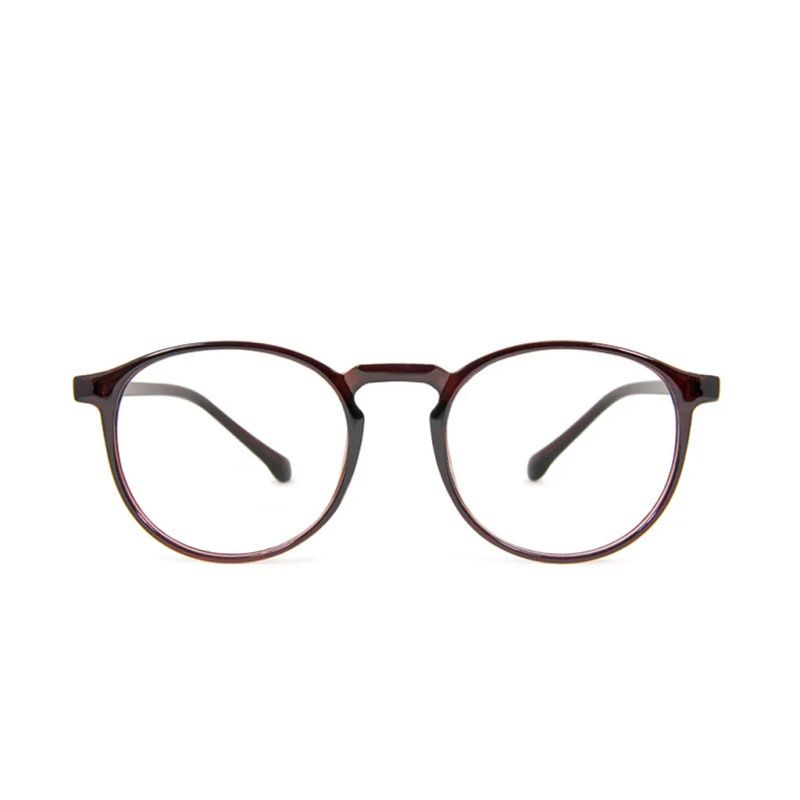 ALEGANT - 簡約造型輕量亮棕圓框UV400濾藍光眼鏡
