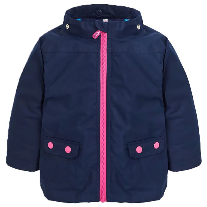 英國 JoJo Maman BeBe - 四合一多功能防水保暖連帽外套-藍雪花