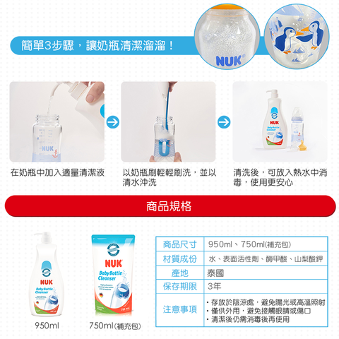 德國 NUK - 奶瓶清潔液-補充包-750ml*2