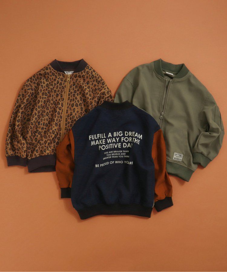 日本 BREEZE - 背後標語帥氣MA-1飛行夾克-焦糖豹紋