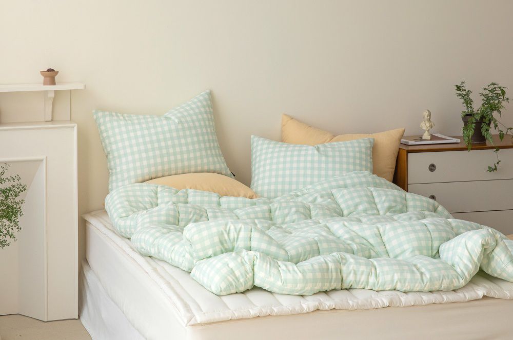 韓國 Maatila - 可水洗超細纖維桃皮感四季被-綠茶鬆餅