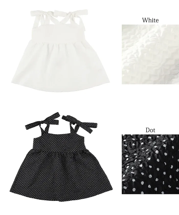 日本 COCA - 浪漫紐結平口無袖上衣-點點-黑