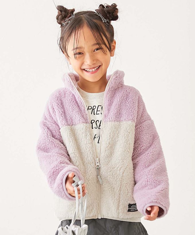 日本 devirock - 配色泰迪熊保暖毛絨外套-粉紅x米