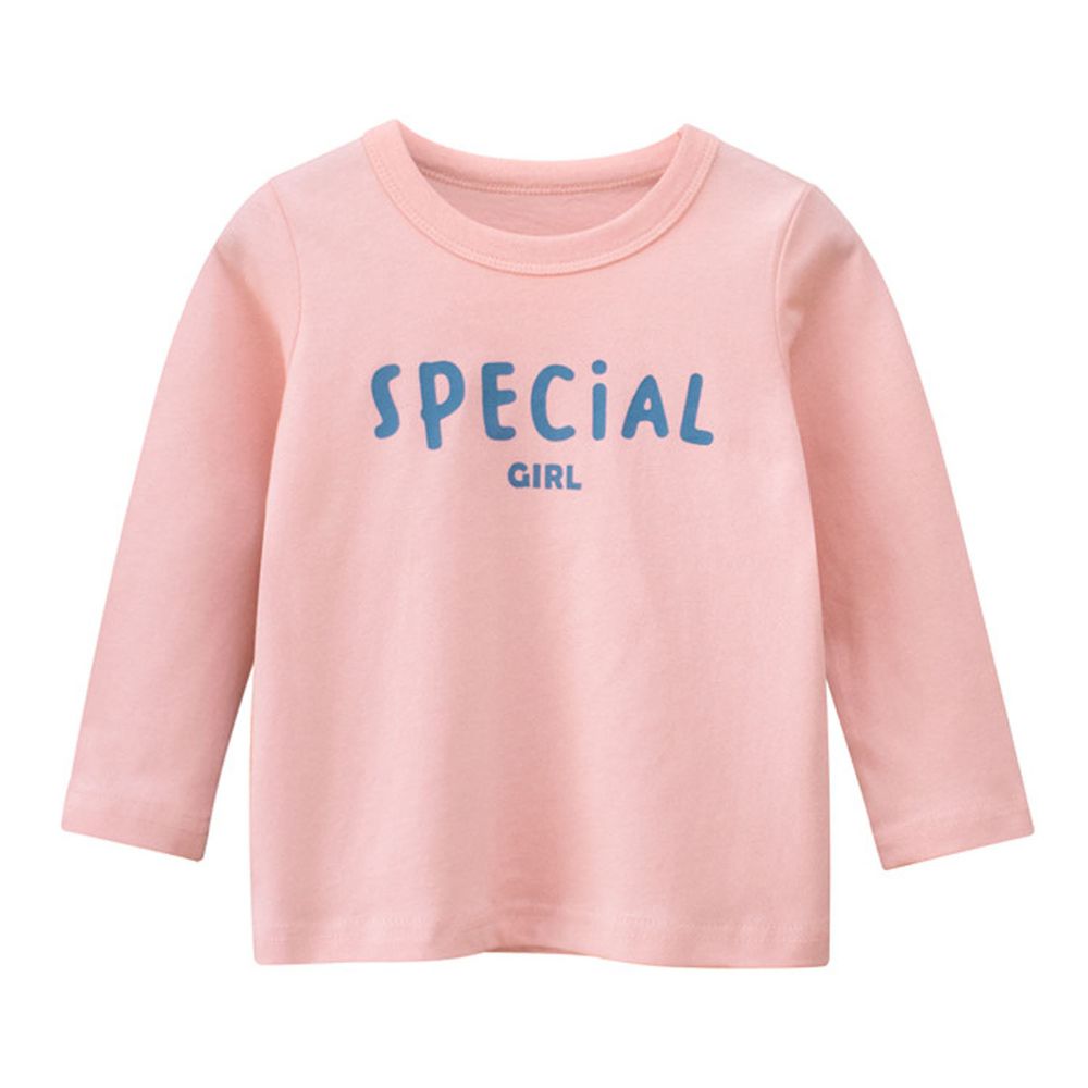 純棉長袖上衣-字母Special-粉色