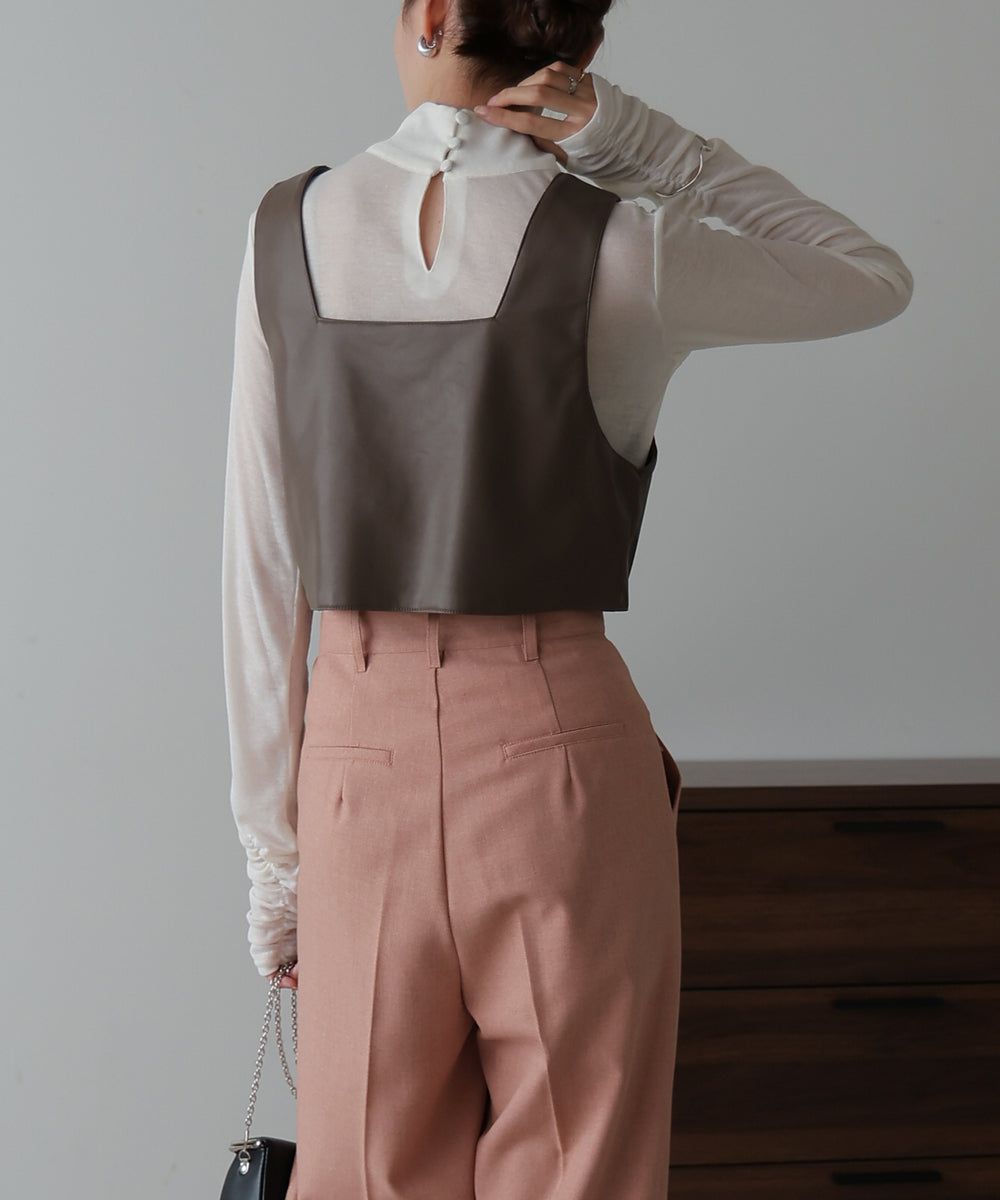 日本 Bab - 2WAY立領排扣薄長袖上衣-淺綠