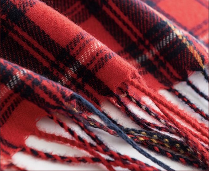 Love, Charlotte - 聖誕新年百搭紅色仿羊絨圍巾披肩-蘇格蘭紅黑格 (均碼 (70x190cm))