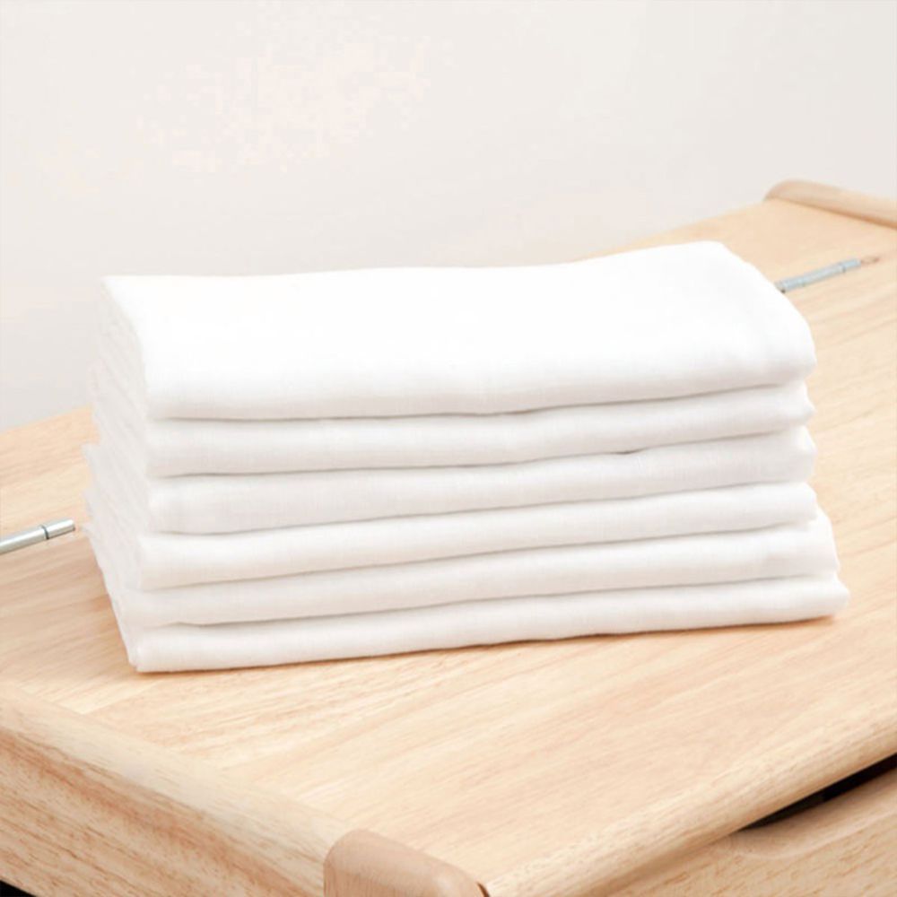 英國 JoJo Maman BeBe - 100% 純棉多功能細紗布拍嗝巾/安撫巾/小薄被6入組(60*60cm)-白色