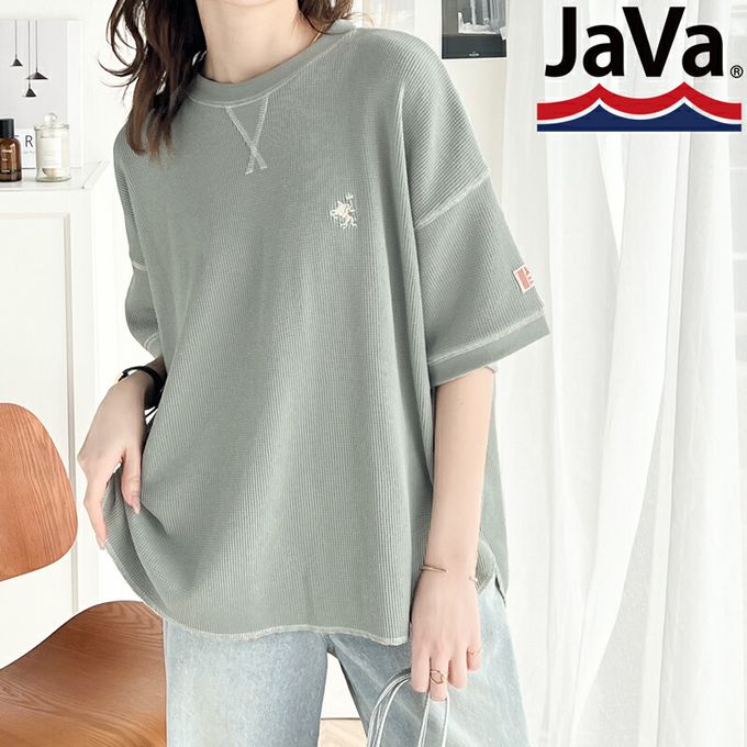 日本 Classical Elf - Java 華夫格落肩刺繡logo上衣-藍綠