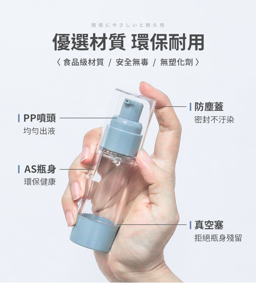 3ZeBra - 真空分裝瓶(四入組)加贈漏斗-藍色-噴霧瓶15ml*1/30ml*1+乳液瓶(15ml*1/30ml*1)