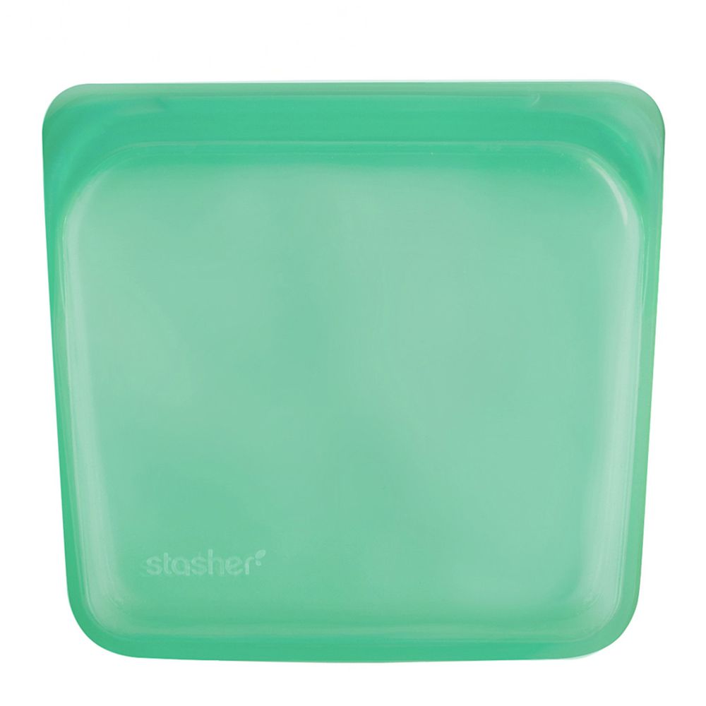 美國 Stasher - 食品級白金矽膠密封食物袋-Sandwich方形-碧綠 (443ml)