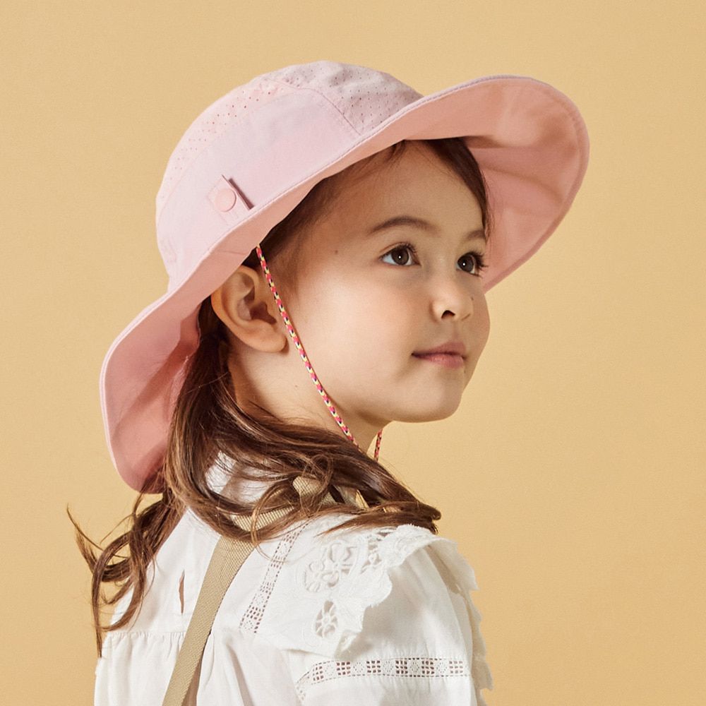 韓國 Victoria & Friends - UPF 50+ 防潑水透氣軟鋼絲遮陽帽(附口哨)-優格粉