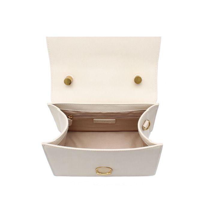 Saint Scott - Noa編織背帶掀蓋硬殼包-奶油白