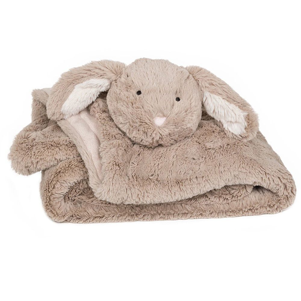 英國 JoJo Maman BeBe - 超細緻柔軟可愛小兔毛毯-卡其小兔