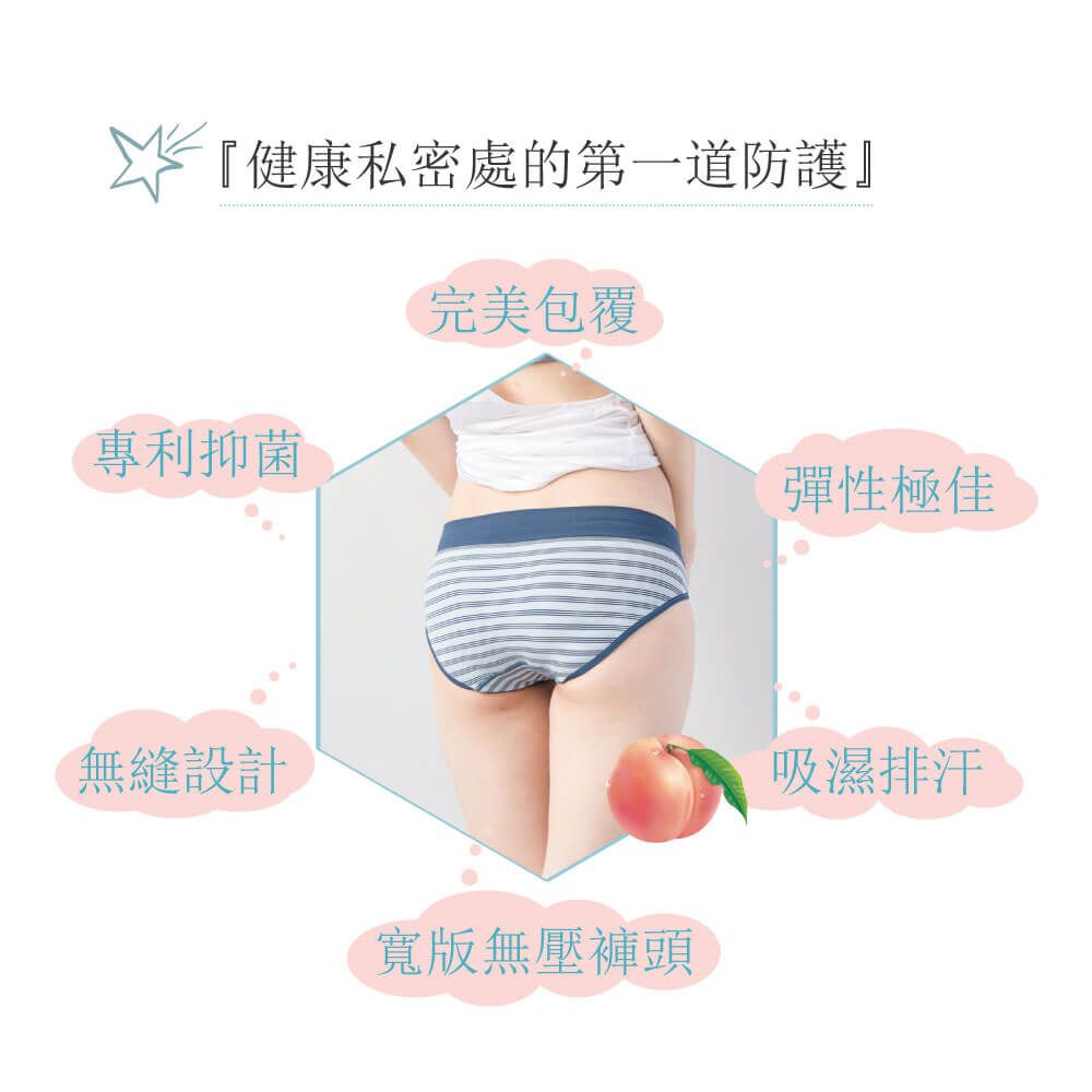 貝柔 Peilou - 機能抗菌無縫中腰女三角褲-粉橘 (Free)