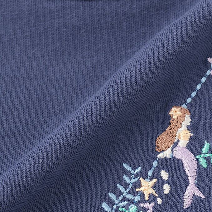 日本 petit main - 荷葉邊英文刺繡短袖上衣-R-白