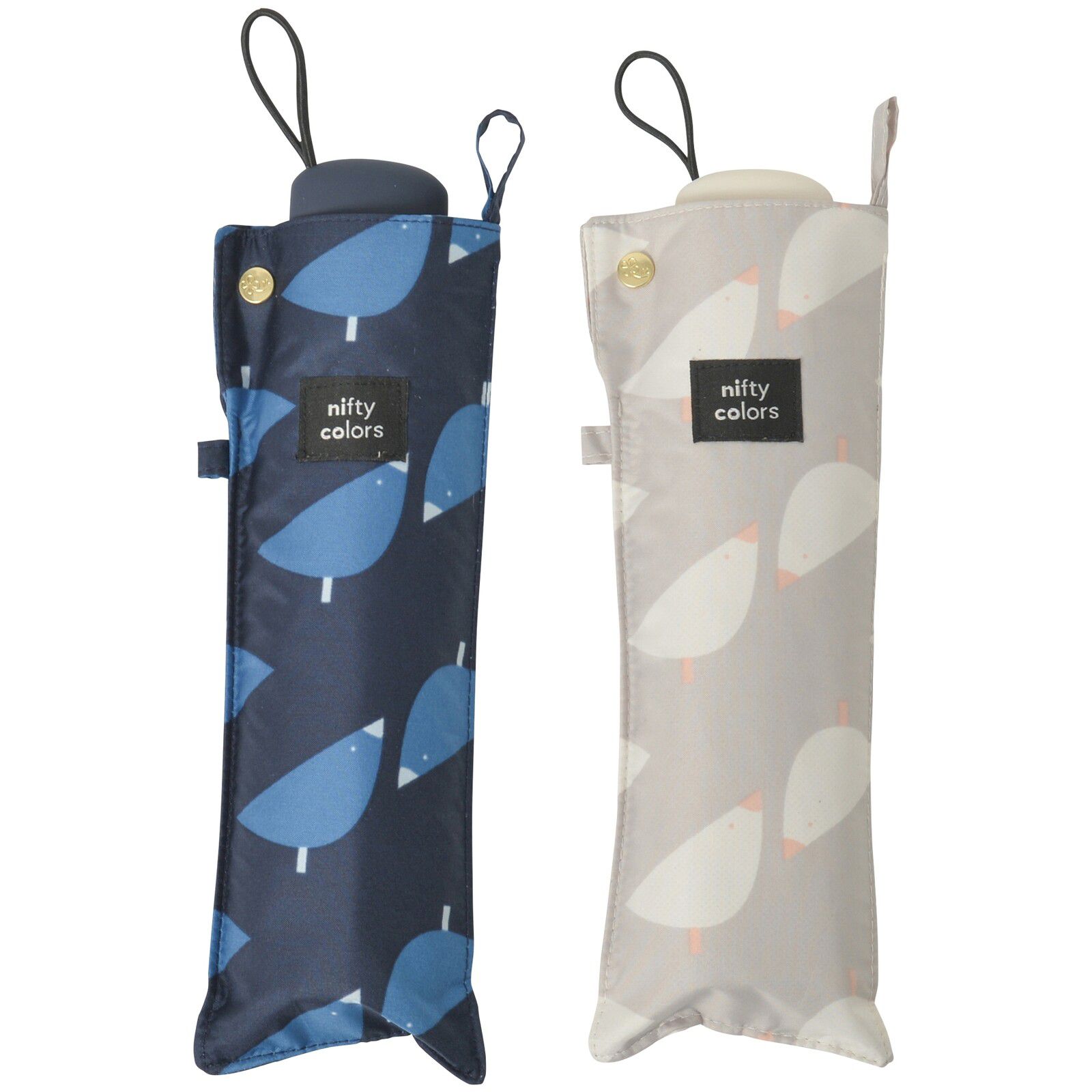 日本 nifty colors - 抗UV輕量 晴雨兩用折疊傘-幾何小鳥-深藍 (直徑98cm/196g)-90.00%