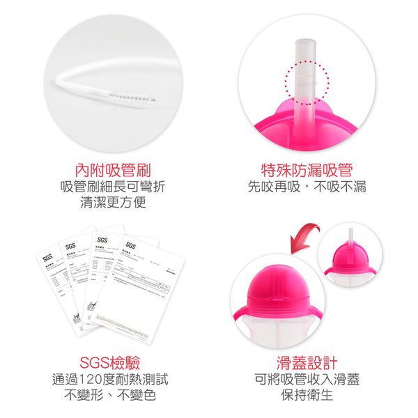 美國 munchkin - 貼心鎖滑蓋防漏杯(360度吸管)207ml-綠 (6M+)
