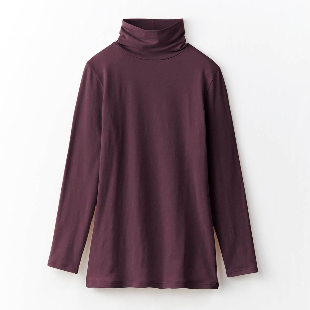 日本千趣會 - 95%棉 (媽媽)高領十分袖發熱衣-紫紅