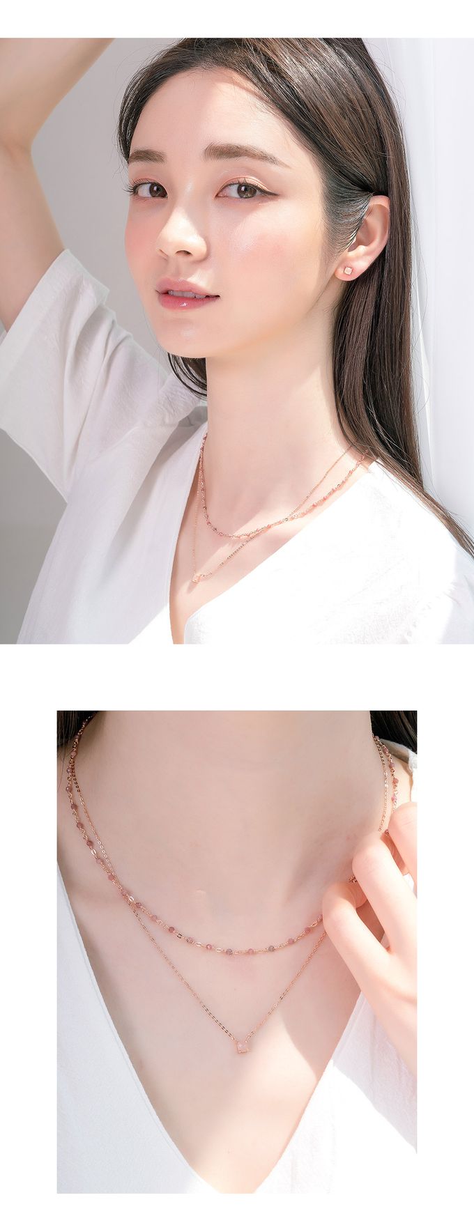 韓國 Soo&Soo - (925純銀)印加玫瑰石愛情項鍊 (長度40cm)