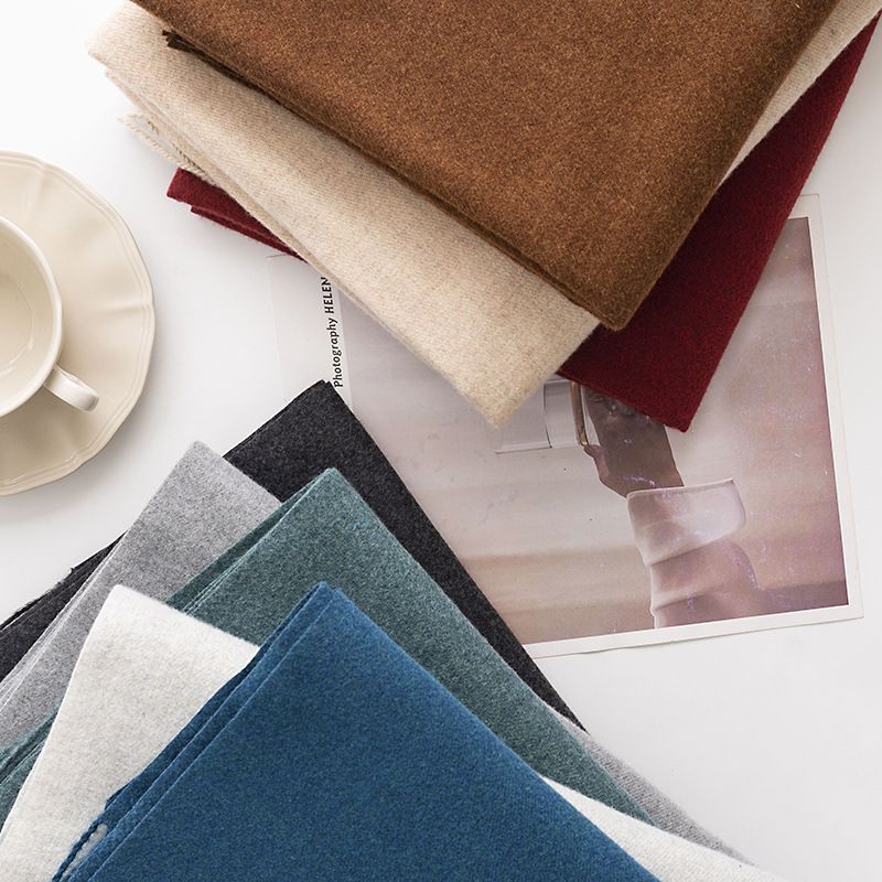 馬卡龍素色仿羊絨流蘇暖暖圍巾-奶咖啡色 (200x65cm)