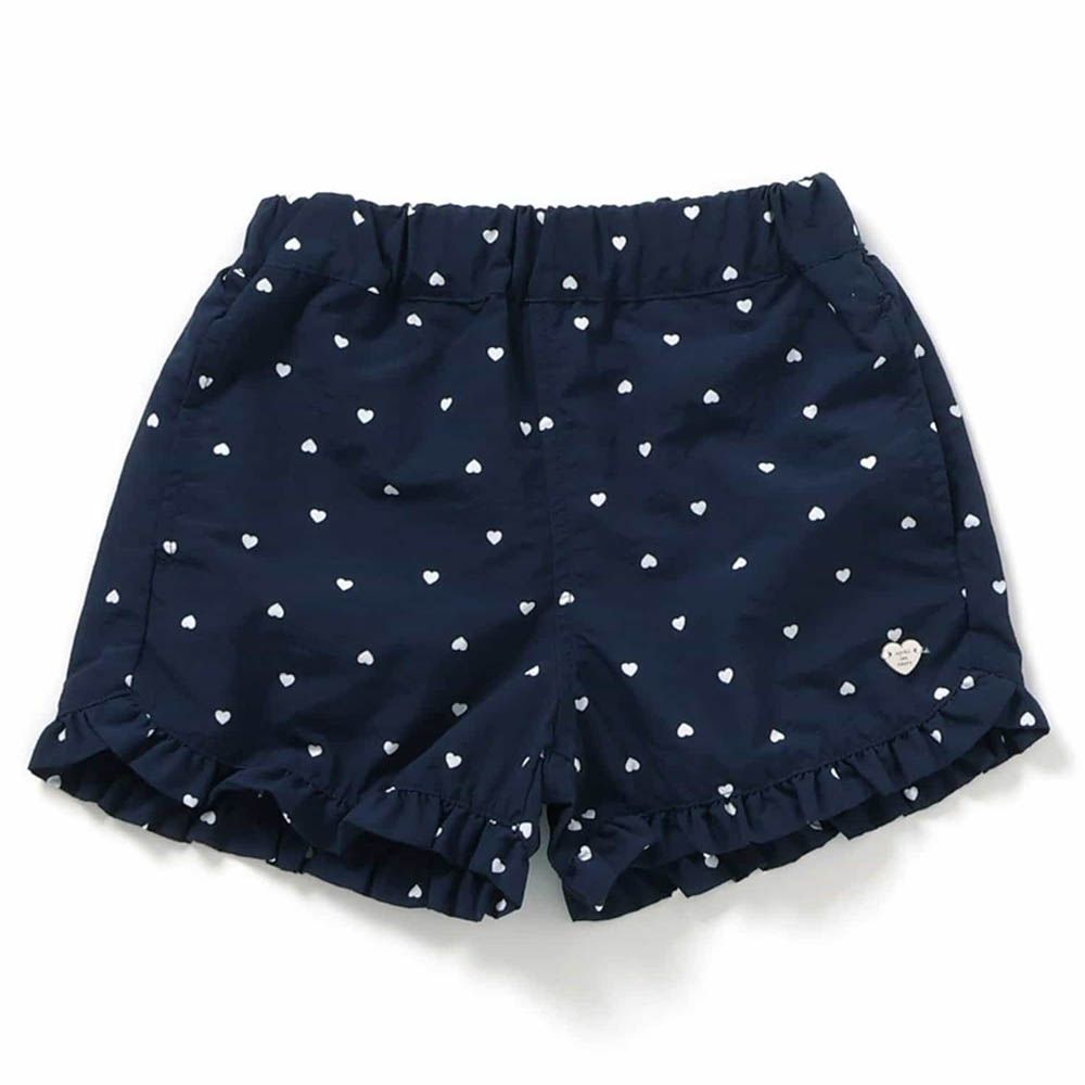 水陸兩穿 可愛荷葉邊短褲-愛心-海軍藍