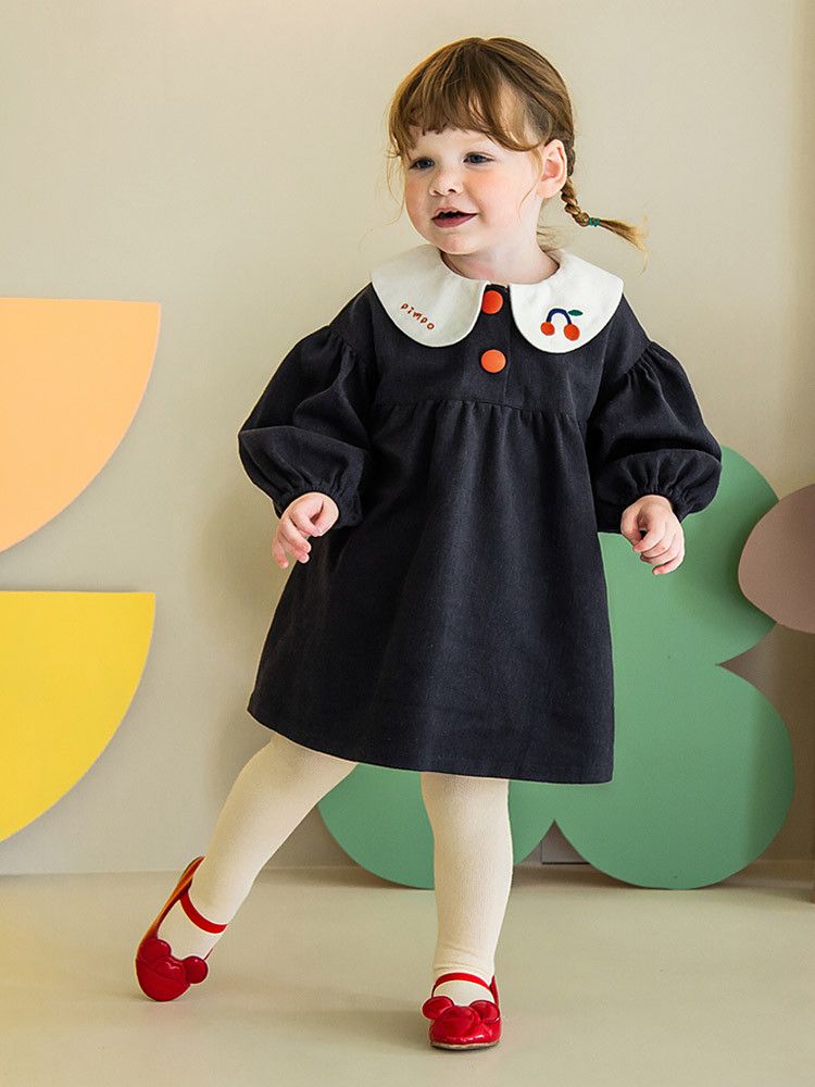 韓國Pimpollo - 小櫻桃泡泡袖洋裝-綠