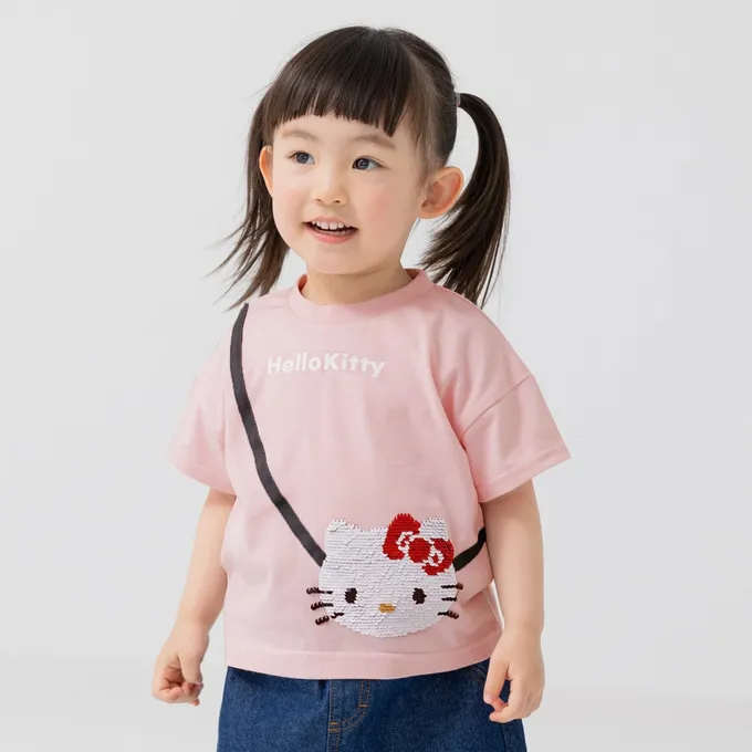 日本 Chil2 - 100%棉 可愛聯名立體印花短袖上衣-亮片小包造型-薰衣草