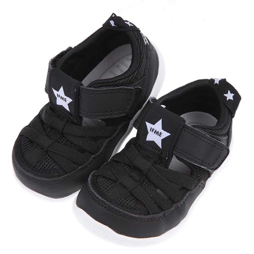 日本IFME - 黑色星星寶寶機能水涼鞋-黑色