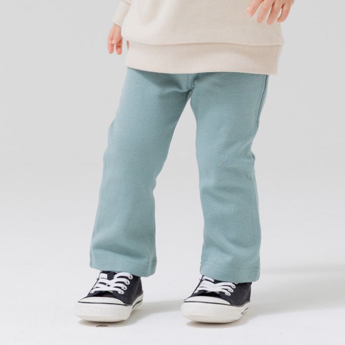 日本 Chil2 - 彈力素色百搭微喇叭褲-淺藍